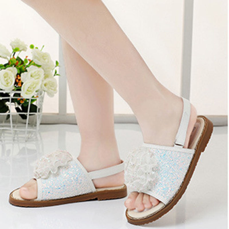 Kız Bebek Eğlenceli Tatlı Sandalet Yürüyor Payet Çiçek Prenses Sandalet