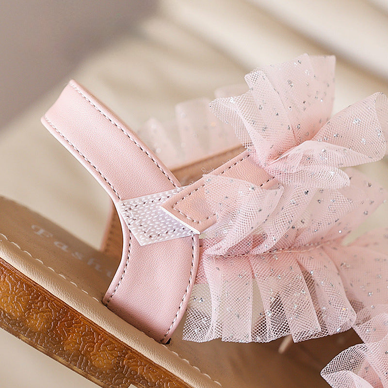 Kız Doğum Günü Prenses Ayakkabı Yaz Çocuk Yumuşak Taban Ayakkabı