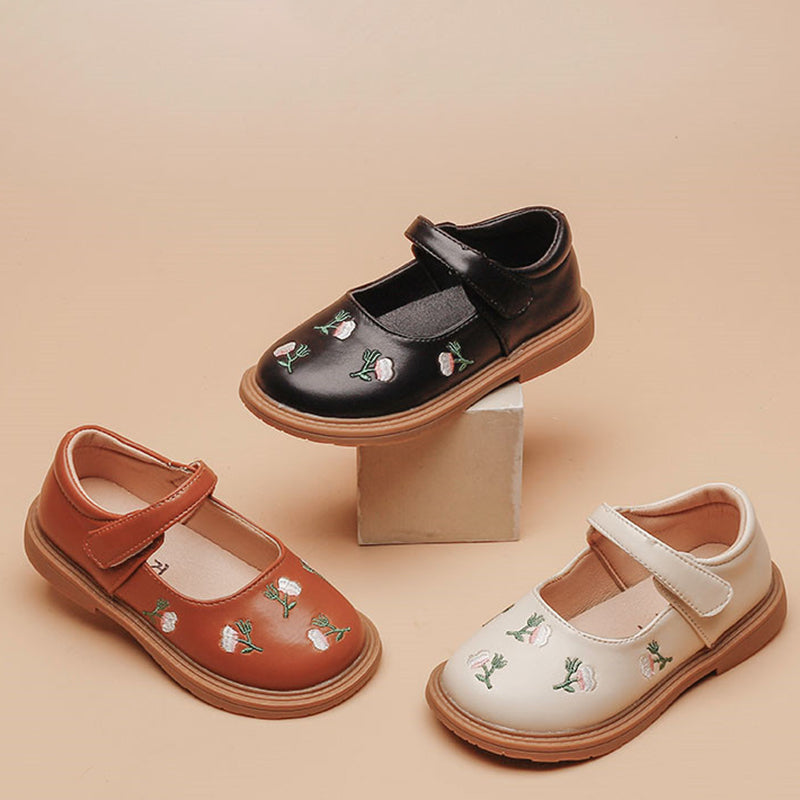 Kız Çocuk Düğün Çiçekçi Kız Prenses Deri Ayakkabı