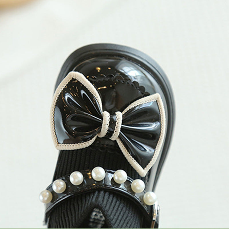 Kız Bebek Deri Ayakkabı İnci Çorap Bot Prenses Ayakkabı