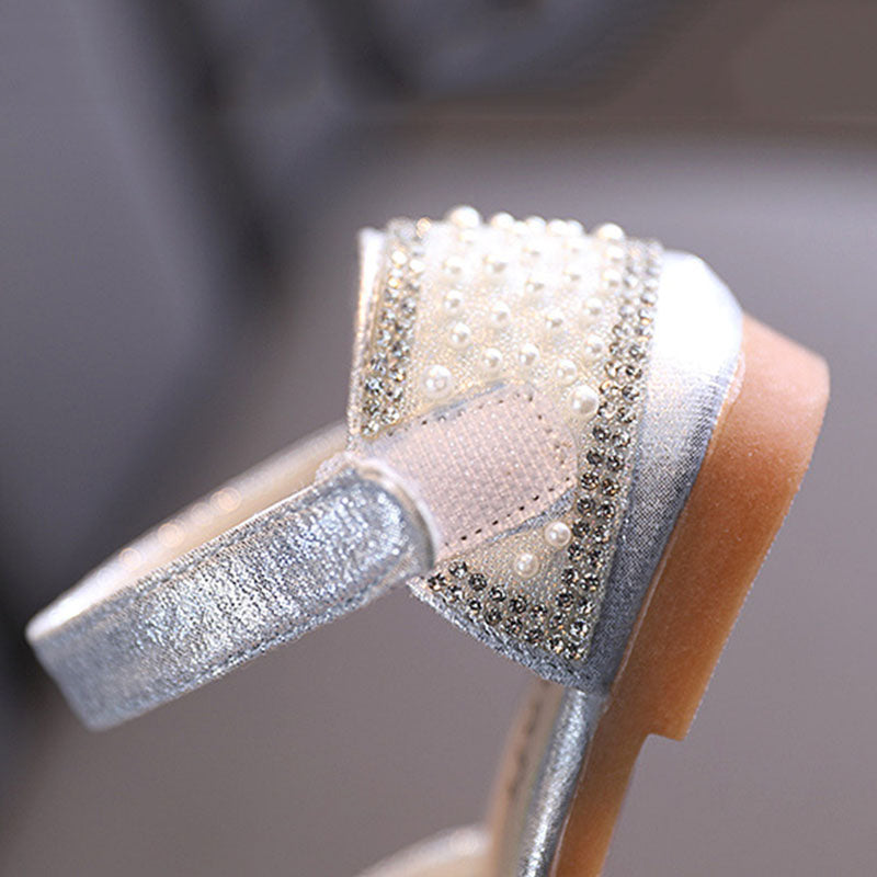 Kız Çocuk Elbise Boncuk Fiyonk Prenses Sandalet