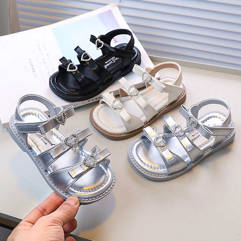 Kız Çocuk Yaz Fiyonklu Sandalet Prenses Ayakkabı Plaj Ayakkabısı