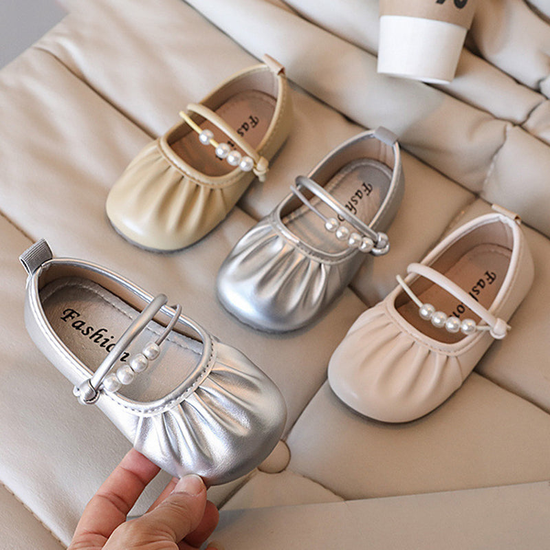 Kız Çocuk Pileli Boncuklu Prenses Ayakkabı