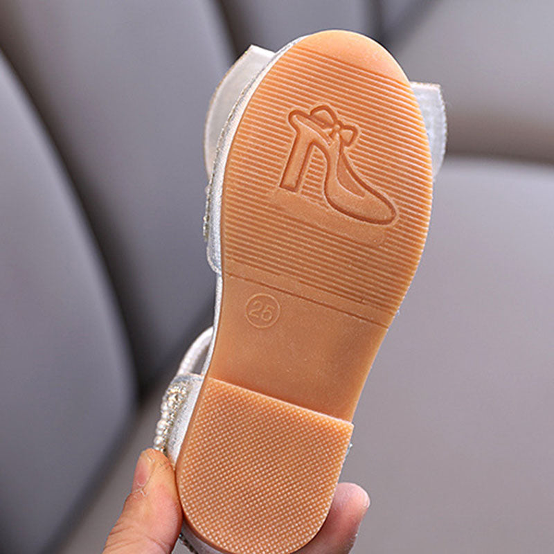 Kız Çocuk Elbise Boncuk Fiyonk Prenses Sandalet