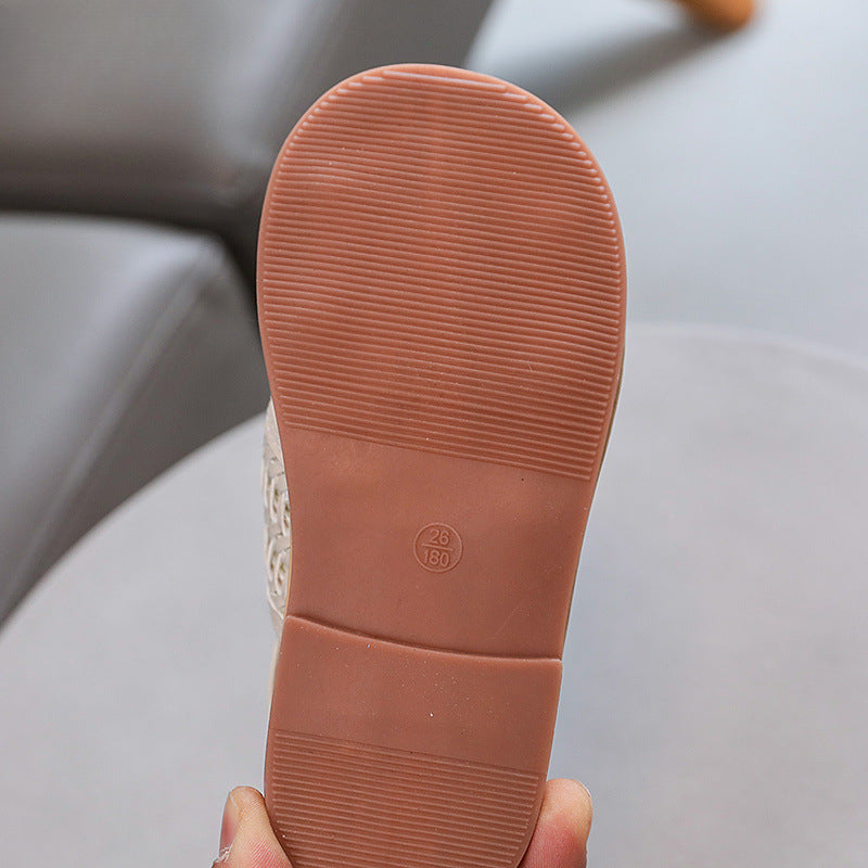 Kızlar Çapraz Örgülü Prenses Ayakkabı Yaz Çocuk Yumuşak Taban Günlük Ayakkabı