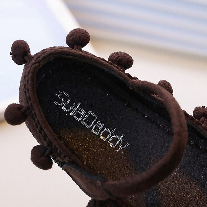 Küçük Fasulye Süslemeli Sevimli Yuvarlak Burunlu Prenses Ayakkabıları