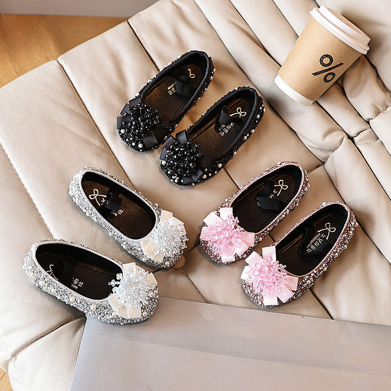 Kız Doğum Günü Prenses Ayakkabı Çocuk Çiçek Rhinestone Ayakkabı