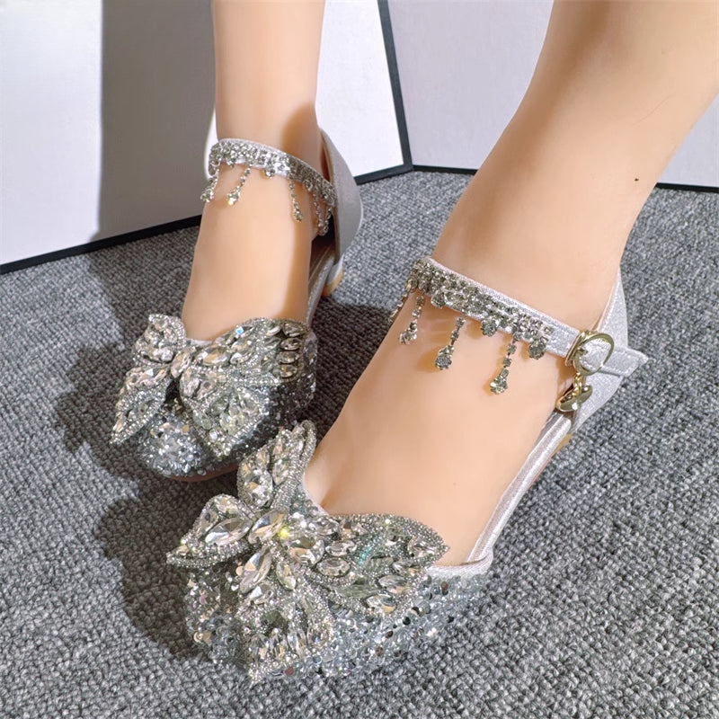 Kız Yaz Rhinestone Yay Prenses Ayakkabı Çiçek Kız Ayakkabı