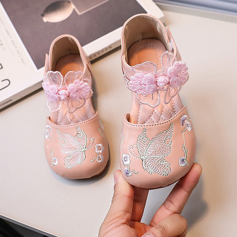 Kız Çocuk Yumuşak Taban Fiyonklu Prenses İşlemeli Sandalet