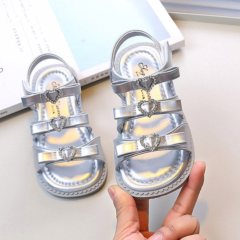 Kız Çocuk Yaz Fiyonklu Sandalet Prenses Ayakkabı Plaj Ayakkabısı